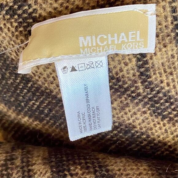 Michael Michael Kors Animal Print Leopard Brown Fringed Scarf NWT - Picture 3 of 14